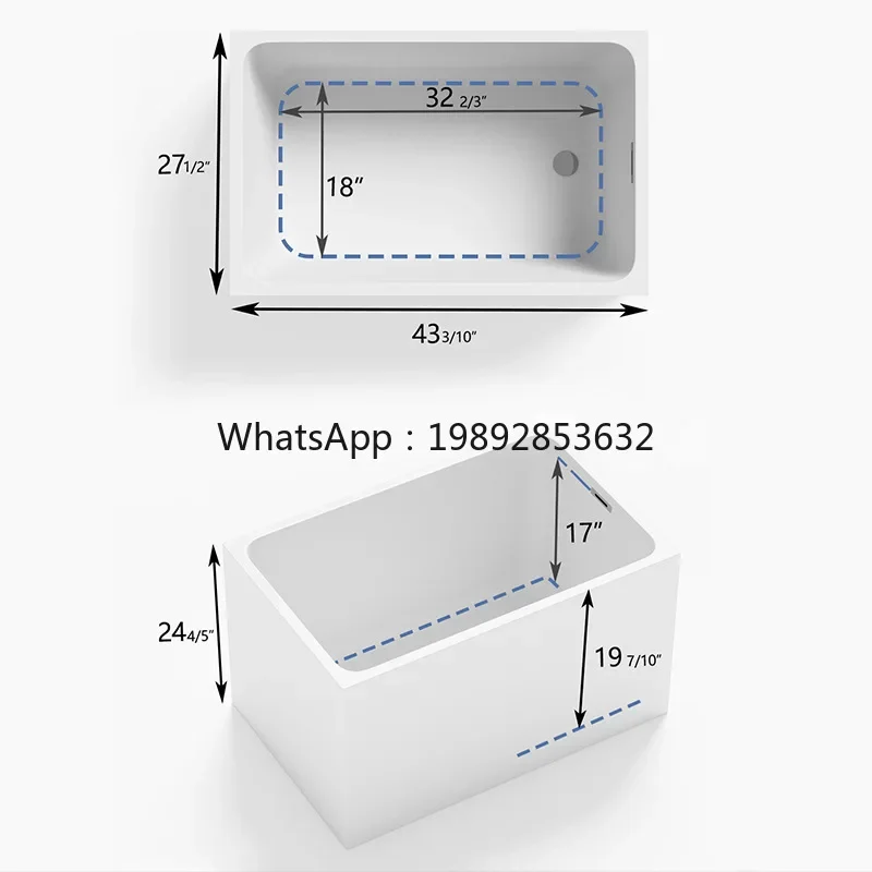 v6 Small Bathtub Japanese Style Small Apartment Deep Soak Sitting Acrylic Home Freestanding Adult