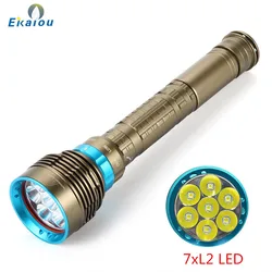 Potente linterna LED de buceo de alto lúmenes, 7x L2/T6, 100M, resistente al agua, IPX8, táctica