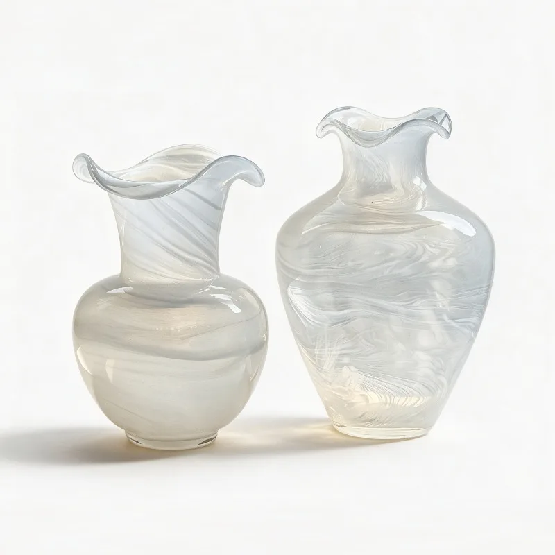 Translucent Glacier-Texture Glass Vase, Captures Light Like Frozen Ice for Ethereal Home Decor