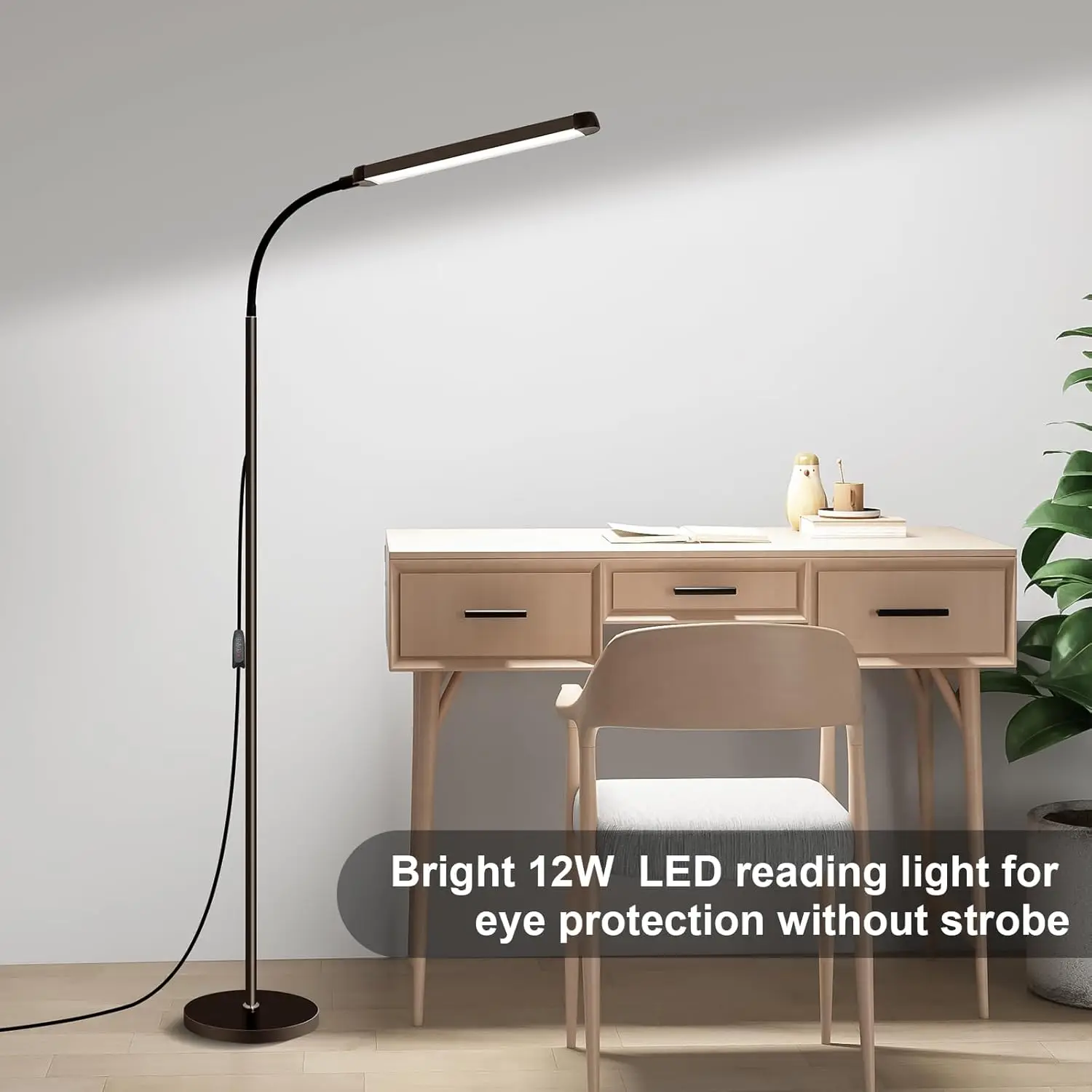 LED Floor Lamp, Reading Floor Lamp, Adjustable Gooseneck,Portable Standing Lamp for Eyelash Extensions, Makeup, Office