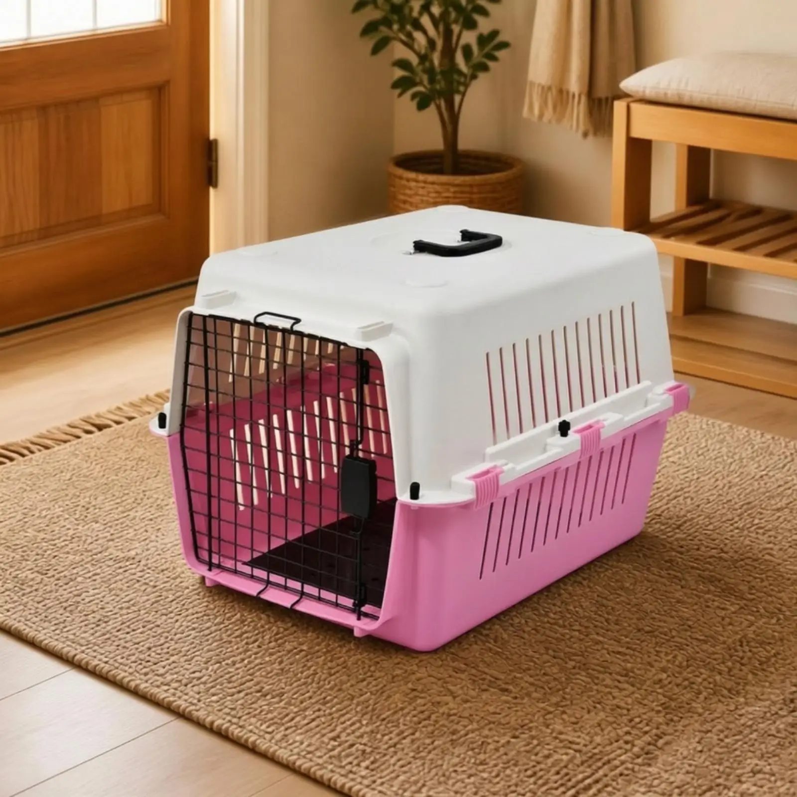 Portable Cat Travel Carrier for Small Dogs with Deflection Board PP Material Pet Kennel for Hospital Checkup Visits