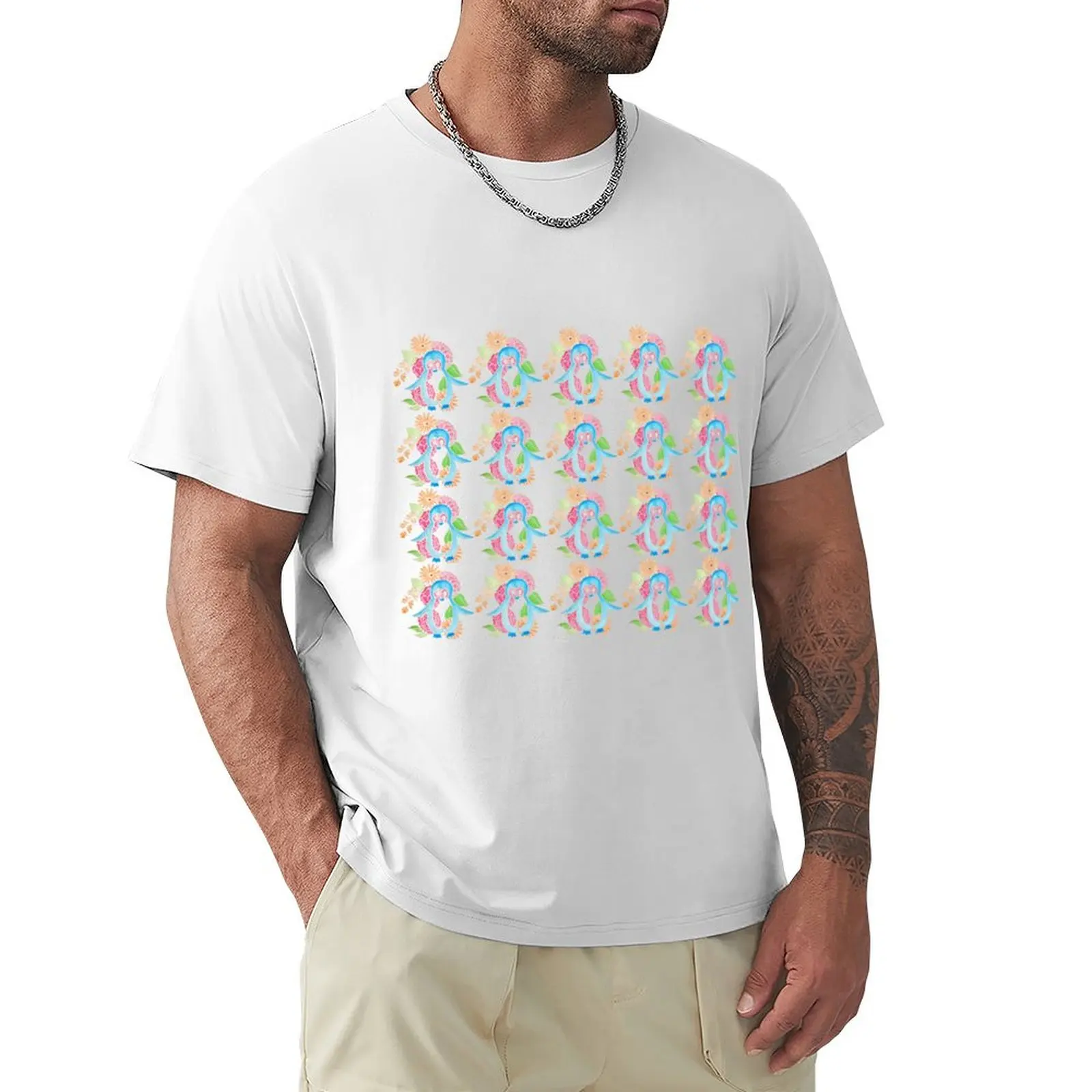 Colorful Penguins in Forest Pink Blue Green Orange T-shirt new edition heavyweight t shirts for men