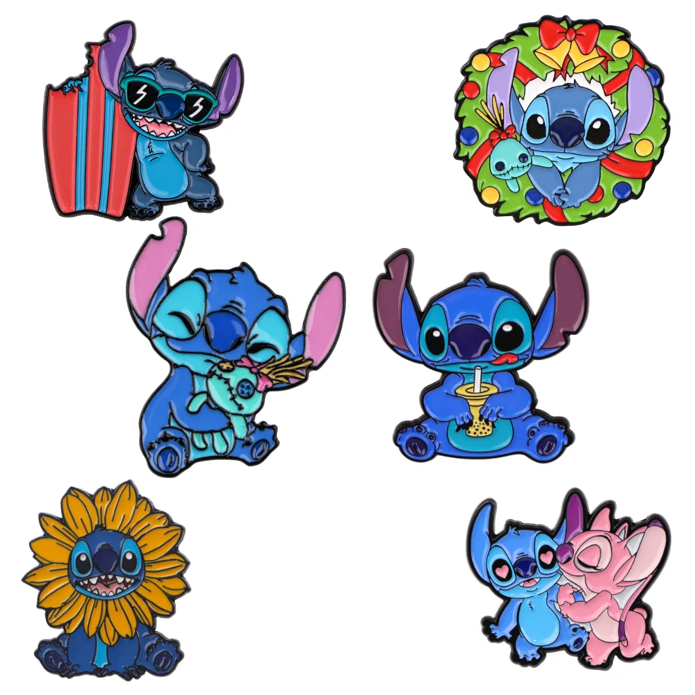Stitch เคลือบโลหะผสมการ์ตูนตัวอักษรเข็มกลัด Pin ออกแบบสร้างสรรค์วันหยุดของขวัญอุปกรณ์เสริมสําหรับแฟนๆ, ป้ายที่ไม่ซ้ํากันสะสม