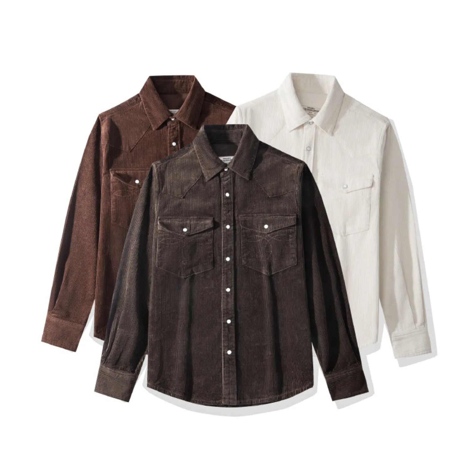 Men's retro western style corduroy shirt jacket thickened long-sleeved work shirt casual outer wear