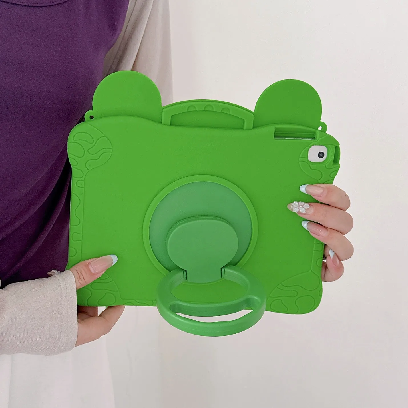 3D Niedliche Cartoon-Frosch Kinder Silikon-Tablet-Hülle mit Schultergurt für iPad 7/8/9. Generation Air1/2/3 Pro 9,7/10,2/10,5/11 Zoll Cover – Detail 14