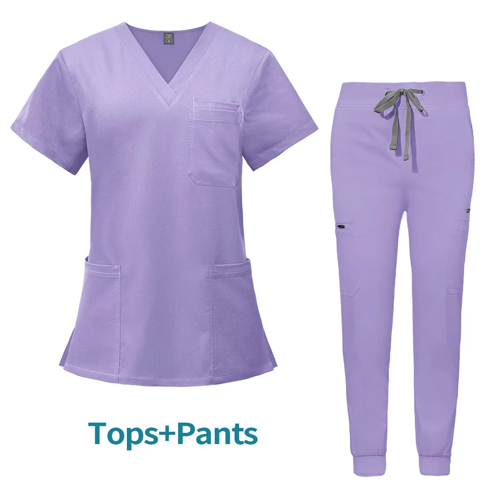 Veelkleurige unisex fary verpleegstersuniform met korte mouwen, ziekenhuisarts, werkkleding, uniformen voor orale tandheelkundige chirurgie, medische scrubsets