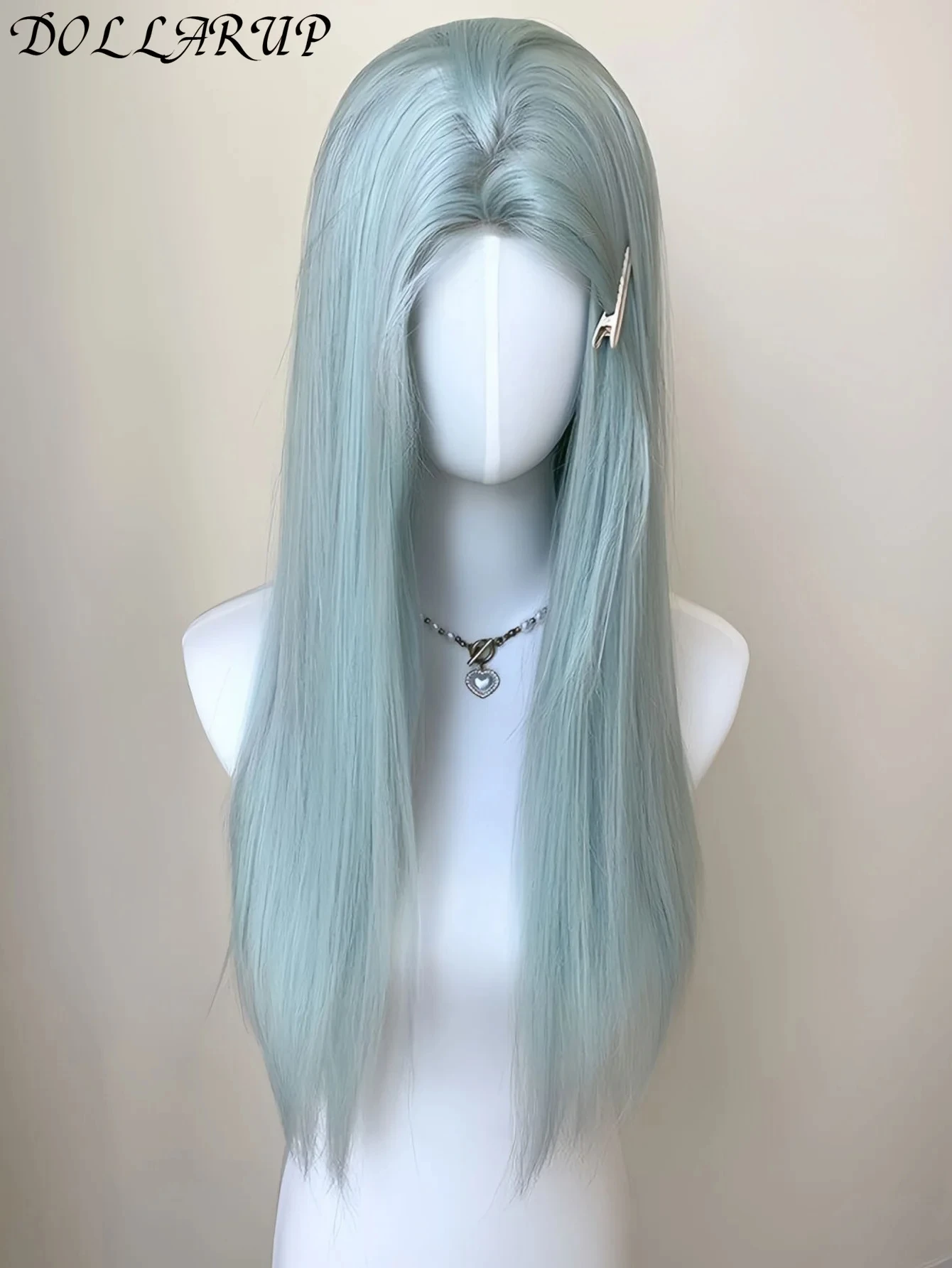 JKL Wig Female 22inch Long Hair Curtain Bangs Layered Nature Straight Hair Cosplay Synthetic Wigs Lolita Perruque