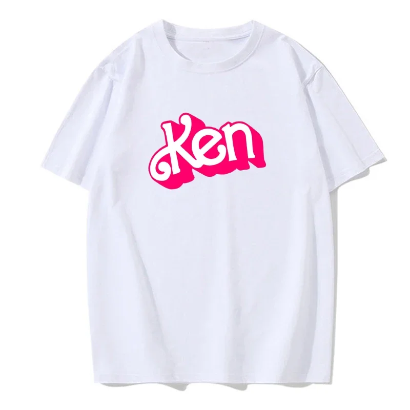 T-shirt rose Ken lettre 2D imprimé, vêtements décontractés pour hommes et femmes, vêtements à col rond, manches courtes, streetwear Harajuku