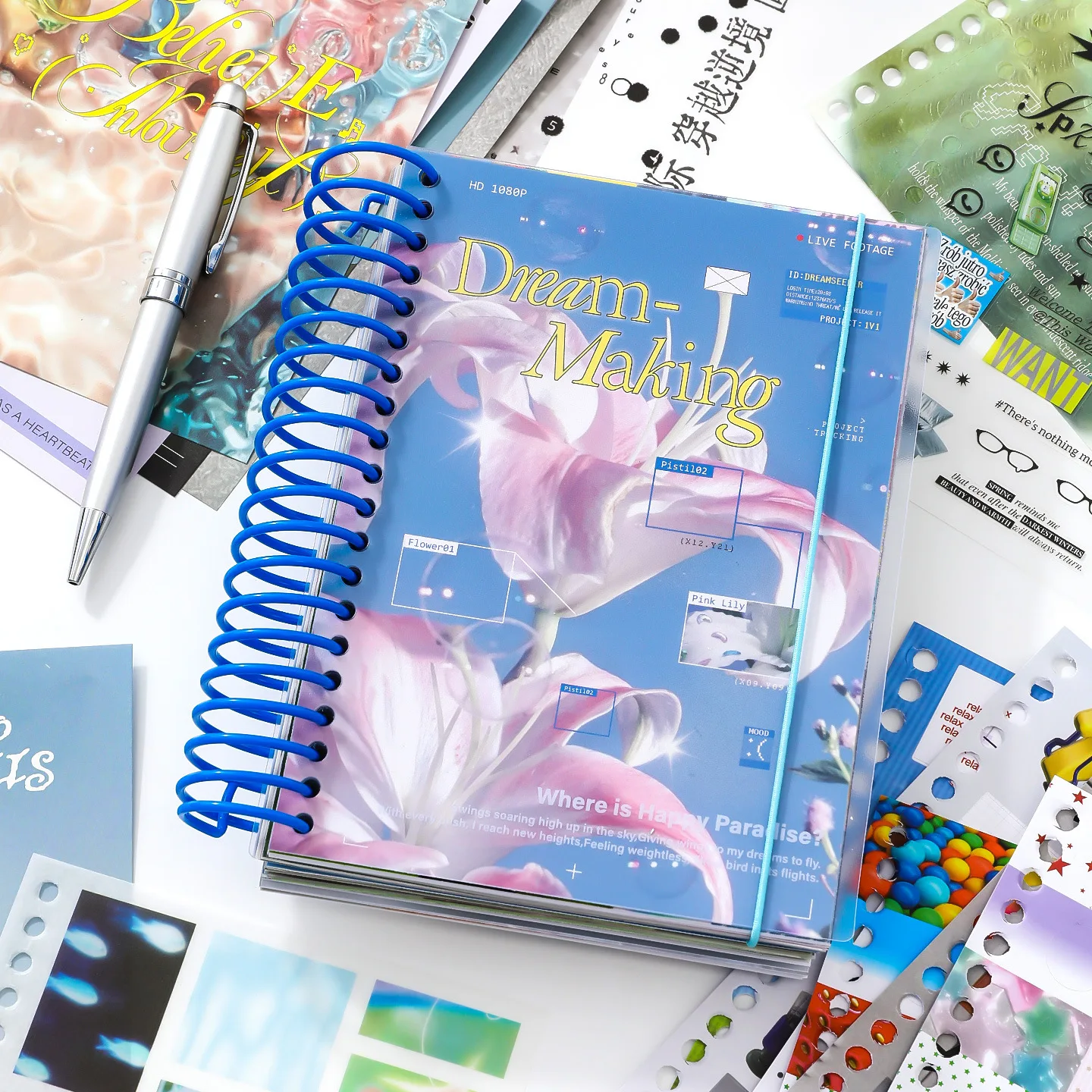 

65pcs/bag Korean Style Large Coil Material Book Aesthetic Scrapbook Paper for DIY Journal Collage Dairy Scrapbook Decor