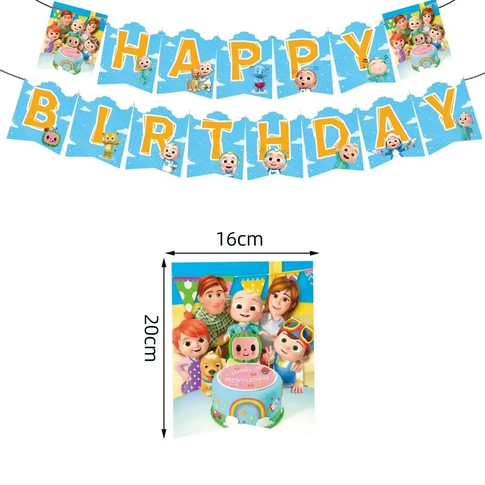 Cartoon-Familie Cocomelon Geburtstagsparty-Dekoration Wassermelone Junge Gastgeschenk Ballon Tortenaufsatz Teller Tischdecke Baby-Shower-Party-Zubehör – Detail 9