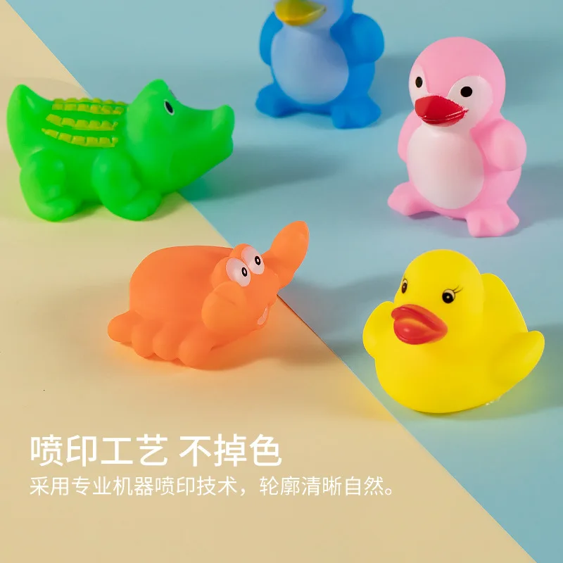 Baby Bath Toy Animals Swimming Water toddler Toys Mini Soft Floating Rubber Duck Squeeze Sound Funny Gift For Baby Kids