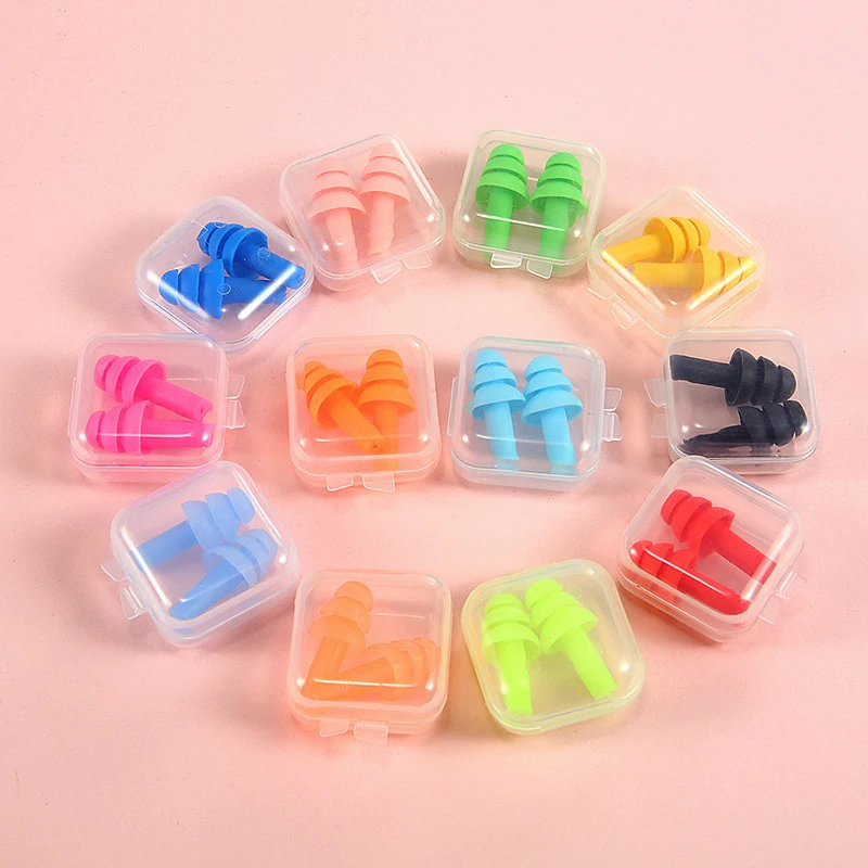 5/10 Pairs Swimming Earplugs with Box Soundproof Silicone Color Diving Noise Reduction Sleep Learning Reusable Washable TMZ