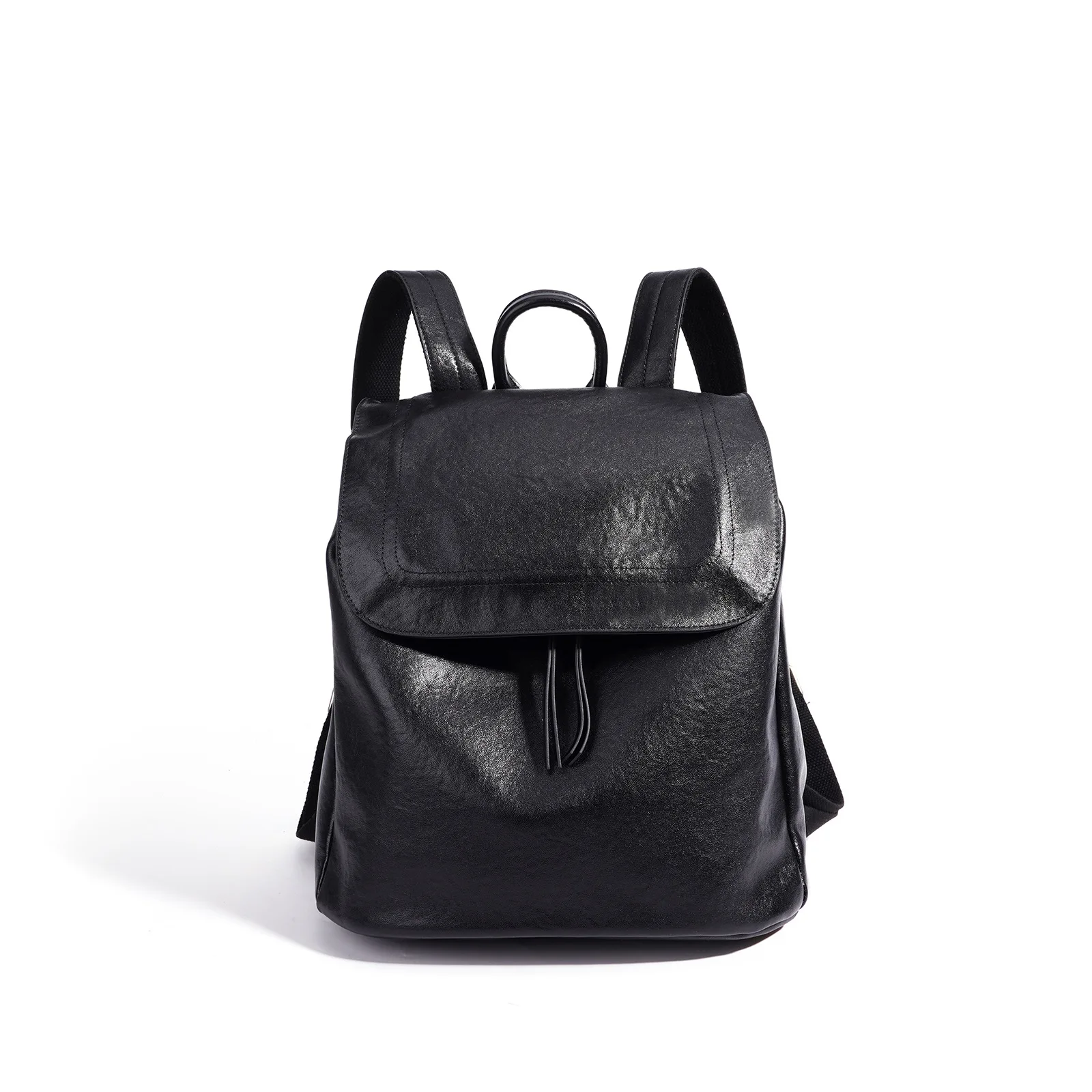 Top-Grain Vegetable Tanned Cowhide Backpack Women Adjustable Strap Minimalist Leather Rucksack Daily Work Commute Bag