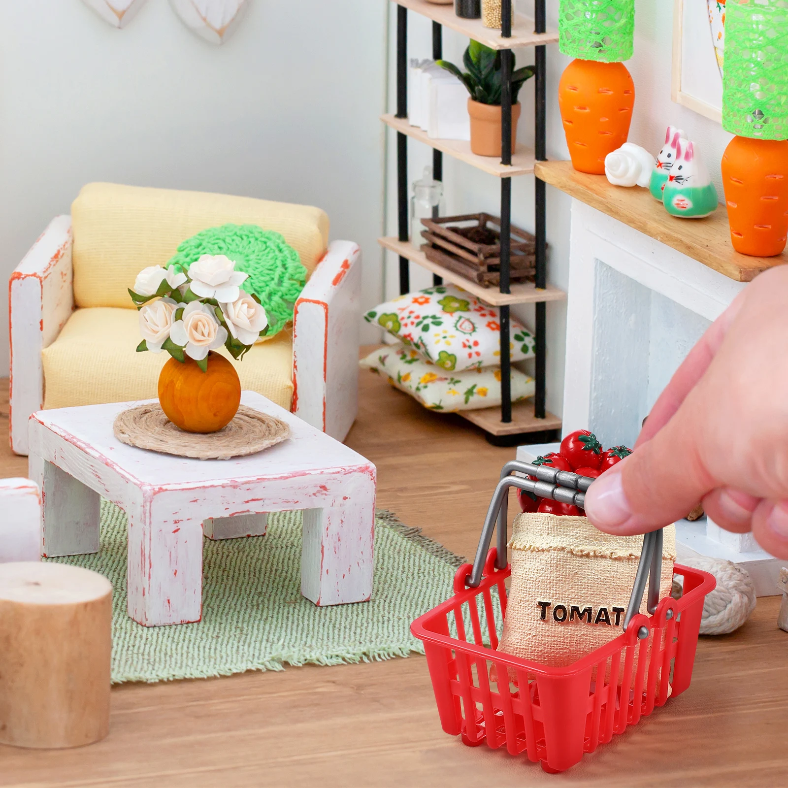 

20 Mini Carts Kids Toy Tiny Baskets Toy Models Bright Colors Reusable Plastic House Accessories Tiny Baskets