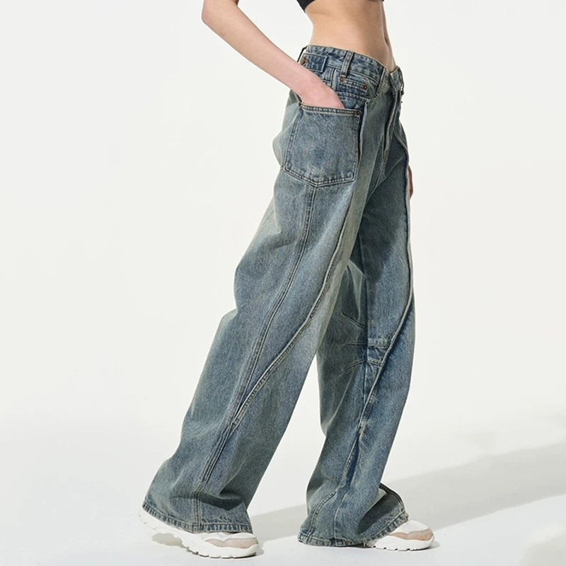 IEFB Wide Leg Men Jeans Reverse Deconstruction Design Korean Style Washed Loose Denim Pants High Street Male Trousers New 9C6621