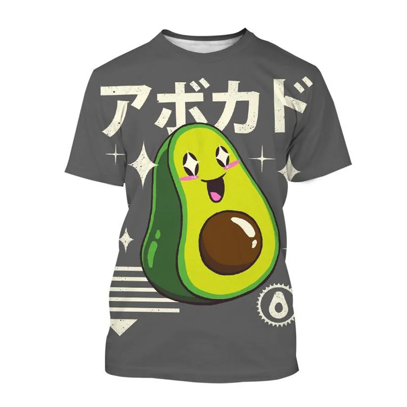 Fashion Avocado Cartoon Pattern T Shirt For Men Fruit 3D Printed Tees Summer Casual Short Sleeve Round Neck Tops Loose T-Shirts