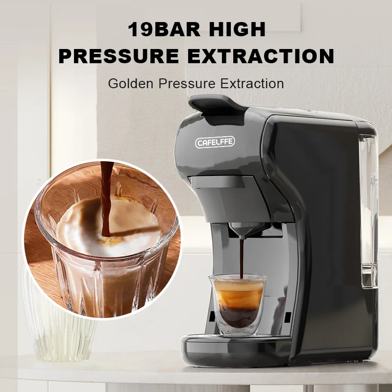 Máquina de café Cafelffe, 3in 1, cápsula múltipla quente e fria, máquina de café expresso, DG Cappuccino, Nexpresso, cafetaria em pó, 19Bar