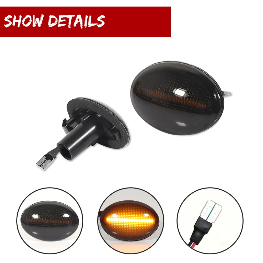 العنبر متسلسل LED المصد الأمامي للسيارة الجانب ماركر بدوره أضواء الإشارة لميني كوبر R55 R56 R57 R58 R59 الحاجز مضيئة مصابيح 12 فولت #2