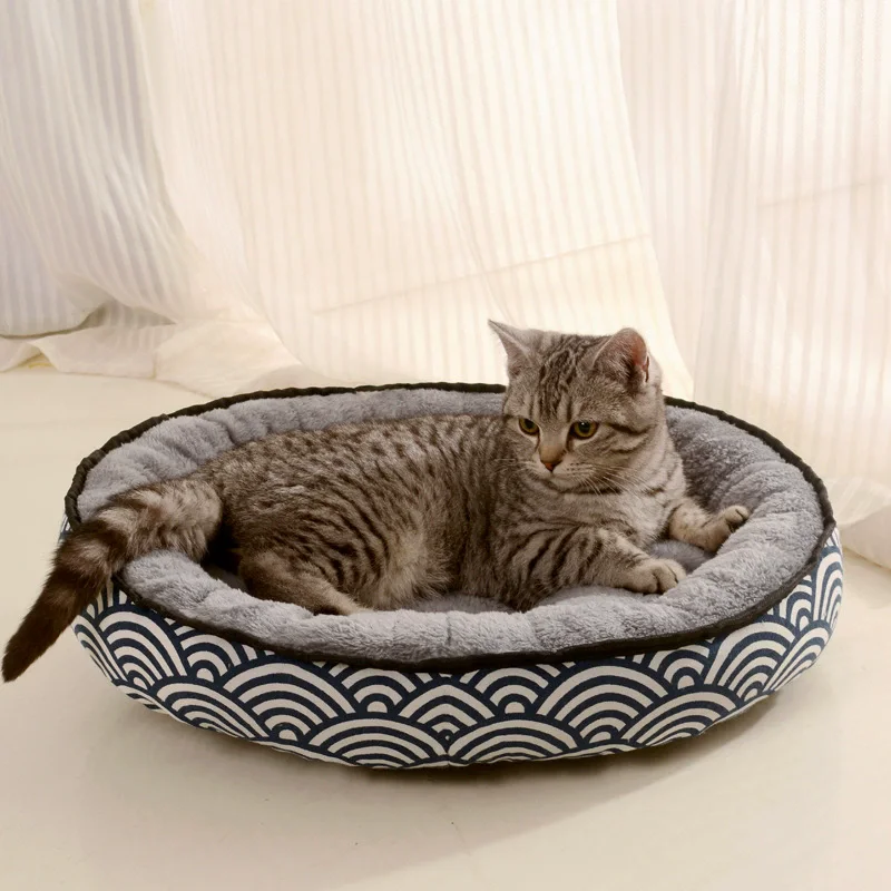 

Pet round Bed Cat Dog House Kennel Pet Supplies Autumn Winter New 2025 Avocado Color Four Seasons Cat Litter