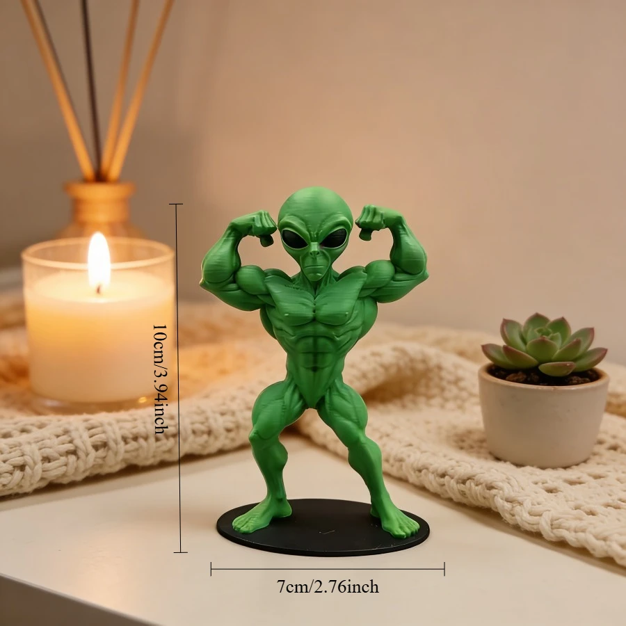 1/2-teiliges Set Grüner Muskel-Alien-Figuren, 3D-Gedruckte Lustige Bodybuilding-Muskel-Frosch Desktop-Spielzeugfiguren, Alien-Puppen, Hardcore Muskel-Alien-Figuren – Detail 5