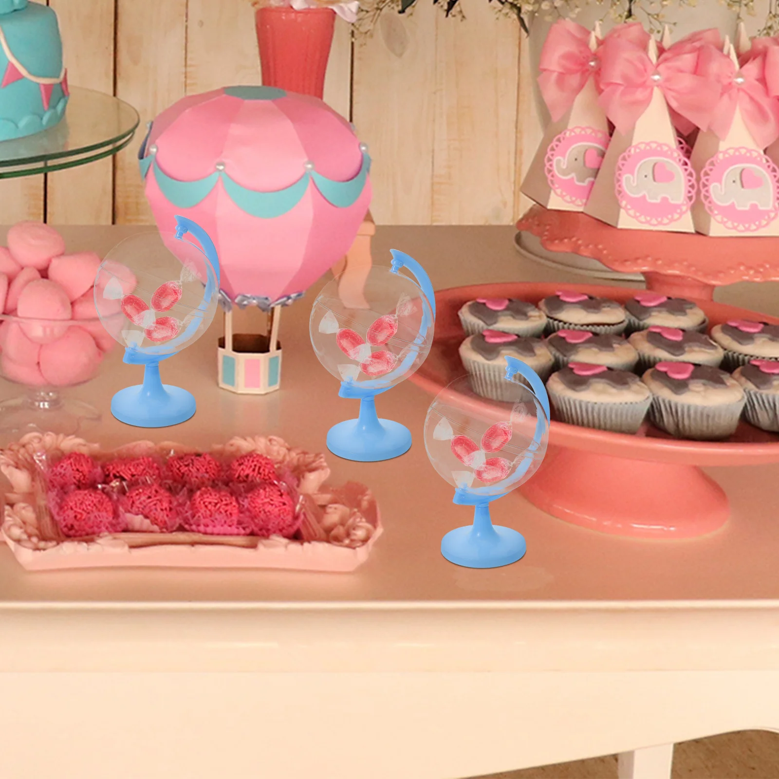 

12pcs Candy Boxes Plastic Tellurion Design Creative Gift Box For Wedding Party Christmas Light Blue Container Case