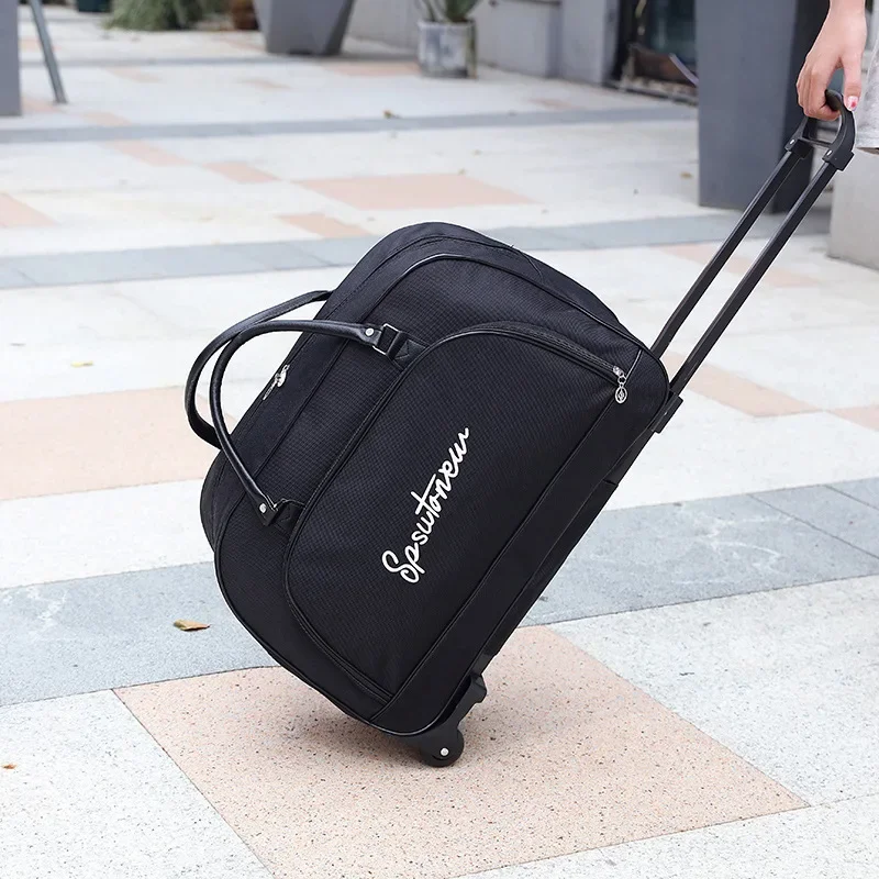 20 Inch Waterproof Oxford Rolling Duffel Bag Carry On Wheeled Luggage for Women Men, Lightweight Travel Tote for Short Business