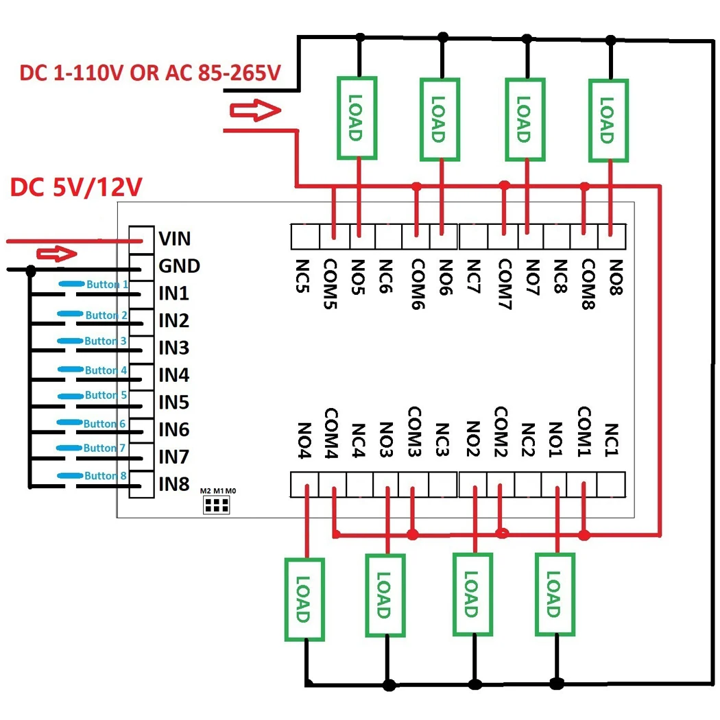 IR23F08 DC 5V 12V 8 Channel Multi-Function Infrared Remote Control Relay Module Four ModeS NPN Trigger Time Delay Relays