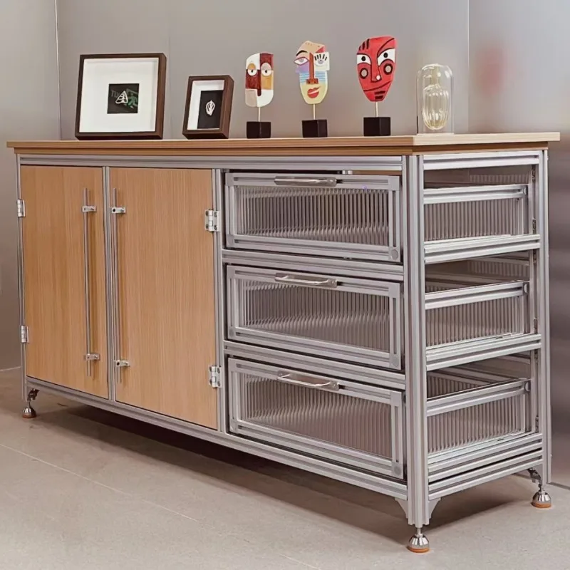 Ocean plate, coffee cabinet, aluminum profile rack, antique storage, acrylic multi-layer locker against the wall