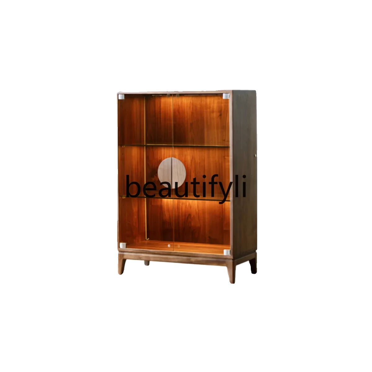 

54North American black walnut display cabinet pure solid wood living room glass wine cabinet dining side entrance cabinet