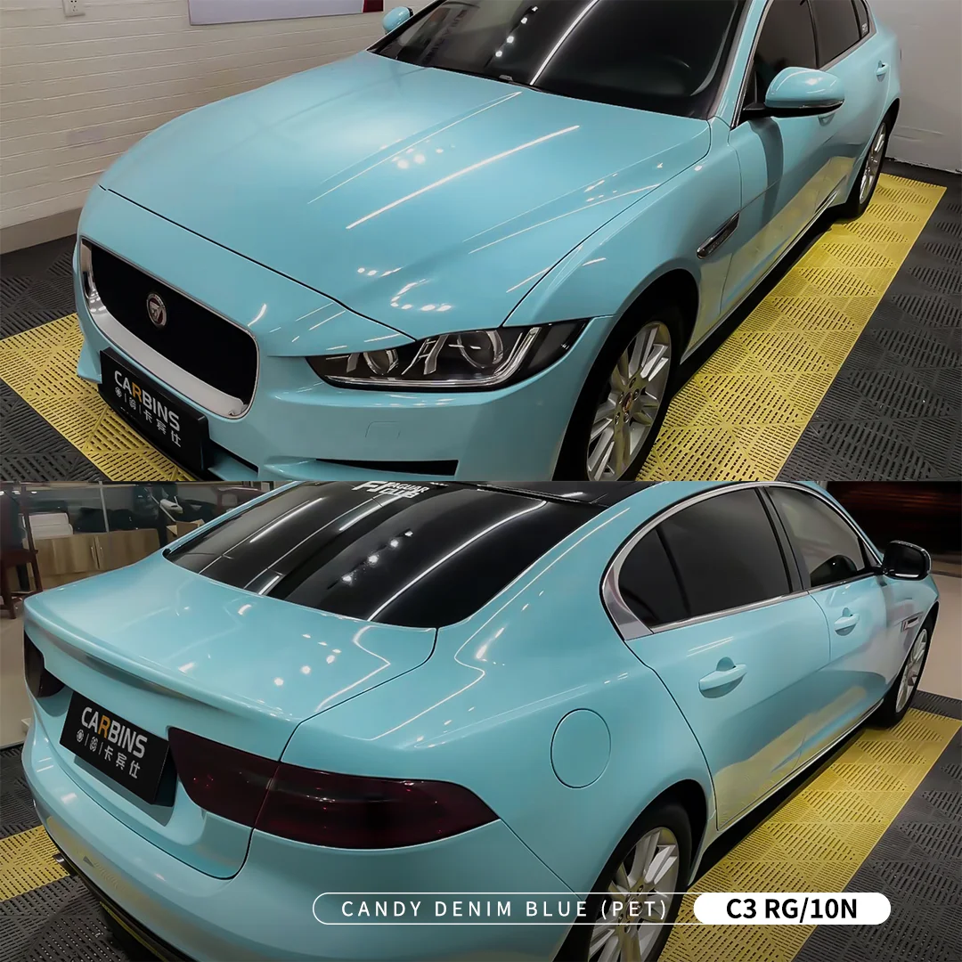 สติ๊กเกอร์ติดรถยนต์ Carbins 1.52*18 เมตร ลาย PET สีฟ้าเดนิม สำหรับตกแต่งรถยนต์