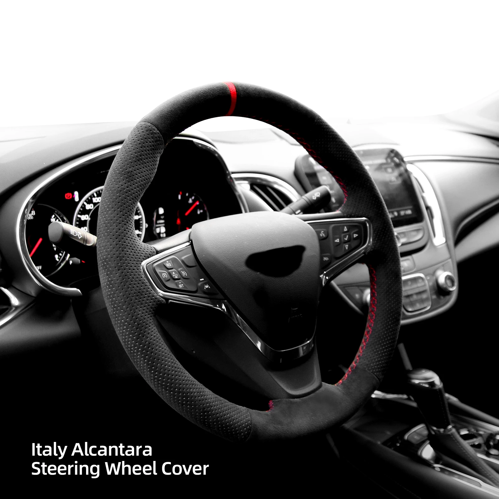 Alfanxi Hand Stitch Alcantara Steering Wheel Cover Compatible with Chevrolet Malibu XL Equinox Opel Ampera-E  2016-2019