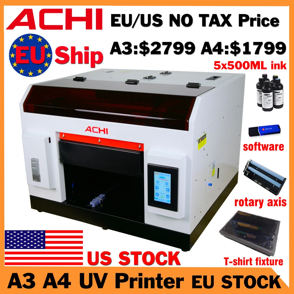 A3 UV R1390 Printer A4 L800 UV Flatbed Printer For T-shirt Phone Case Wood Bottle Glass Metal Printing Machine with 5x500ML ink