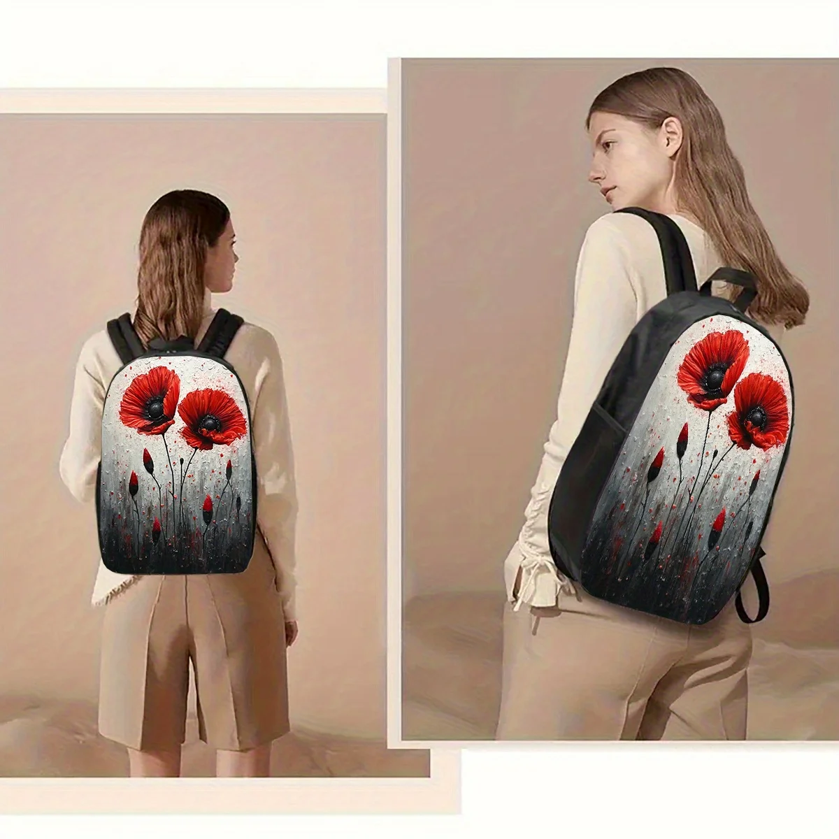 

JIT 1pc, Poppy Backpack, Large Capacity 17 Inch Casual Backpack Laptop Bag with Water Bottle Holder - Lightweight Durable