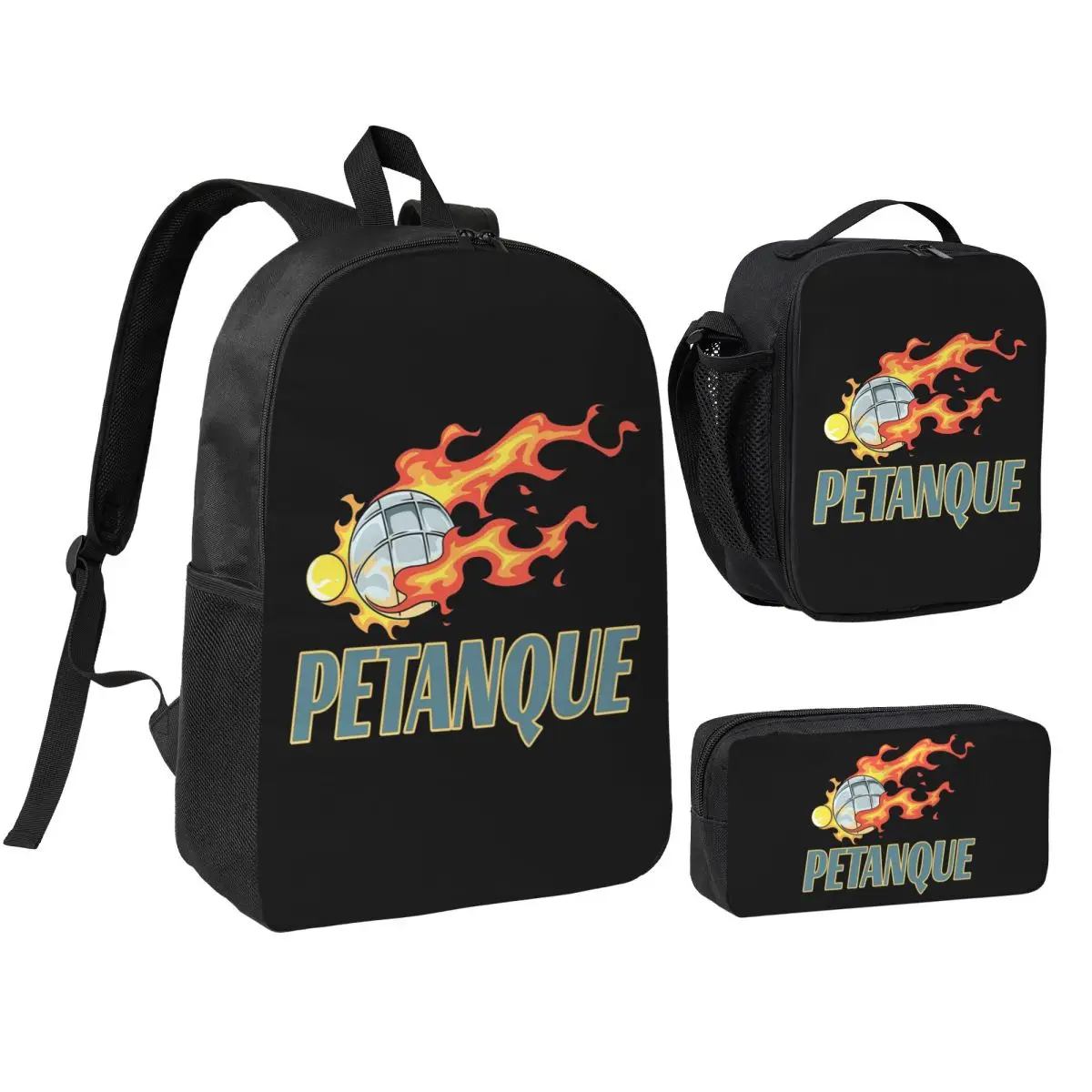 

Petanque Gifts For A Player Backpack Student BookBag School Bag Shoulder Bags 3ps Insulated Lunch Bag Pencil Case