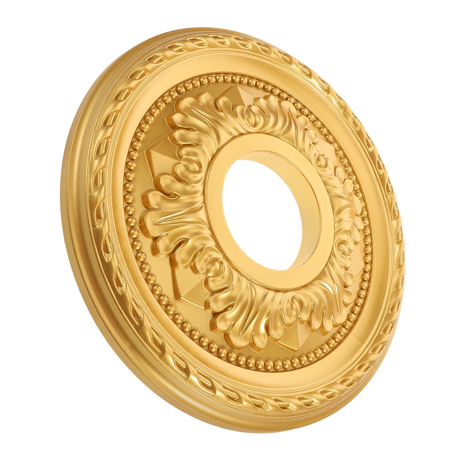 

Round Lamp Panel Vintage Ceiling Medallion Decor Trim LED Picture Lights Wall Hole Cover Gypsum PU Plastic Golden Finish Bright
