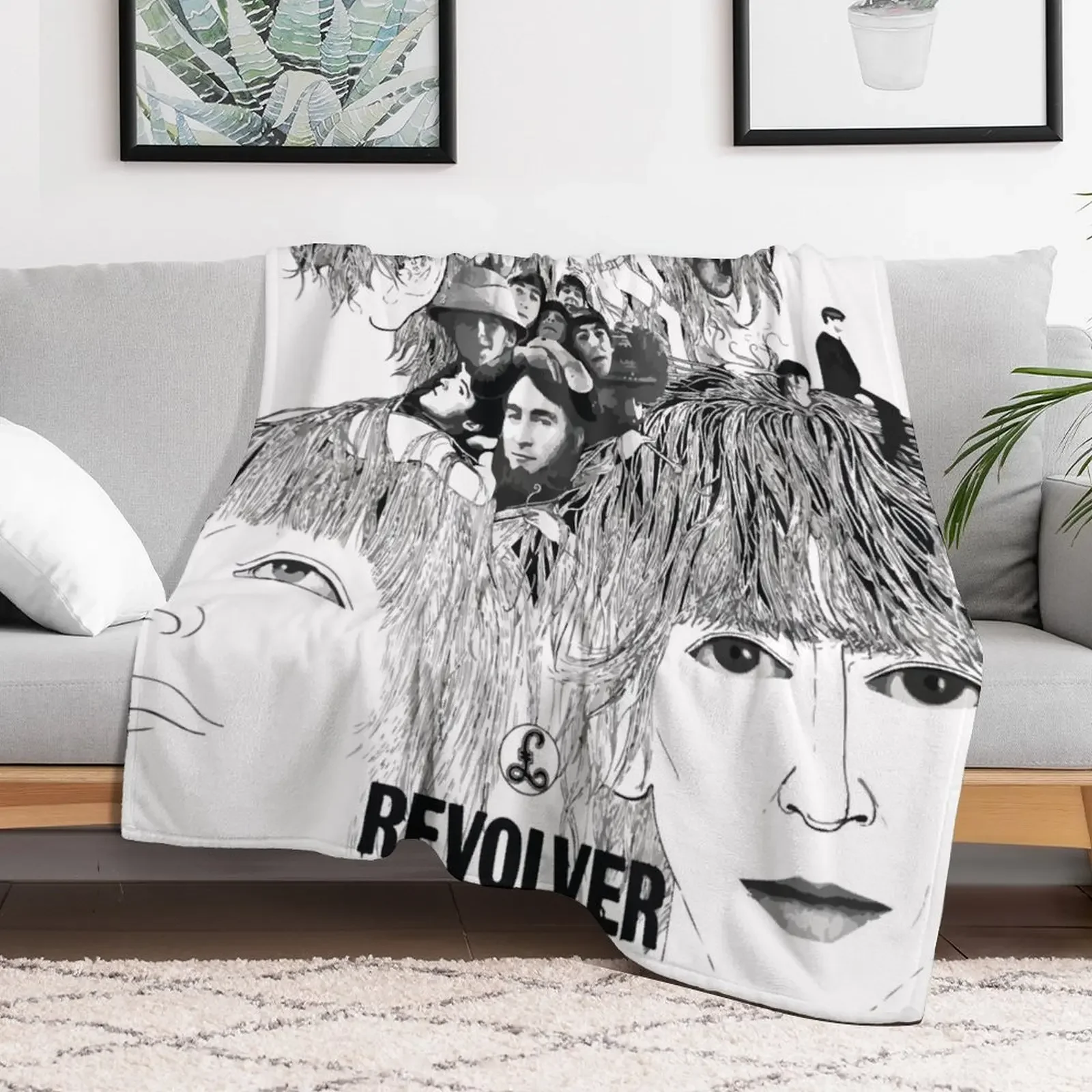 Revolver Album Cover Throw Blanket Multi Use Warm Blanket for Living Room Bedroom