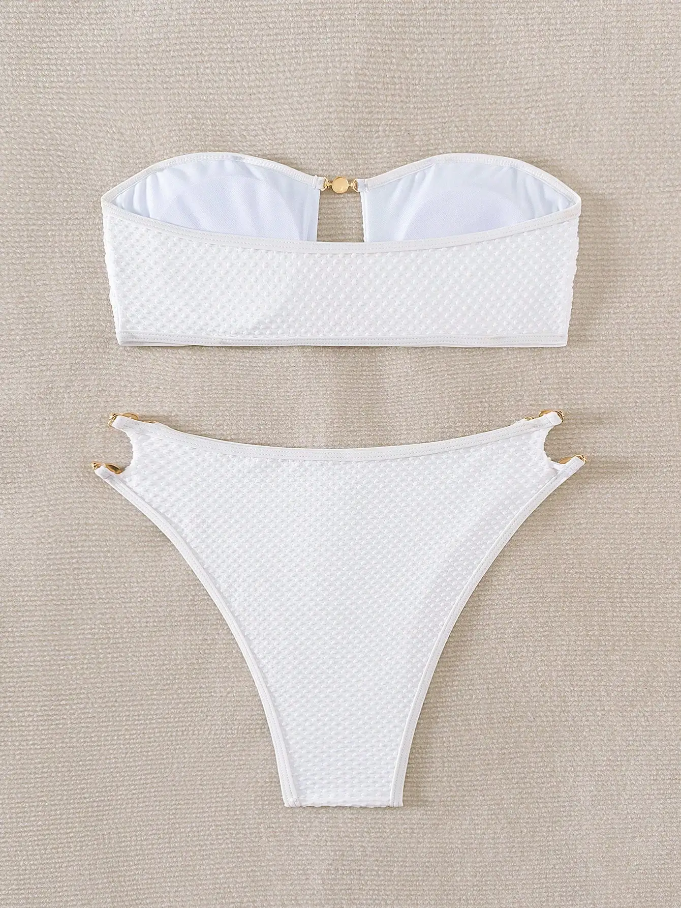 المرأة الصيف Beachwea مثير اللؤلؤ مزين انقطاع التفاصيل العصابة بيكيني مجموعة قطعتين الاستحمام الدعاوى