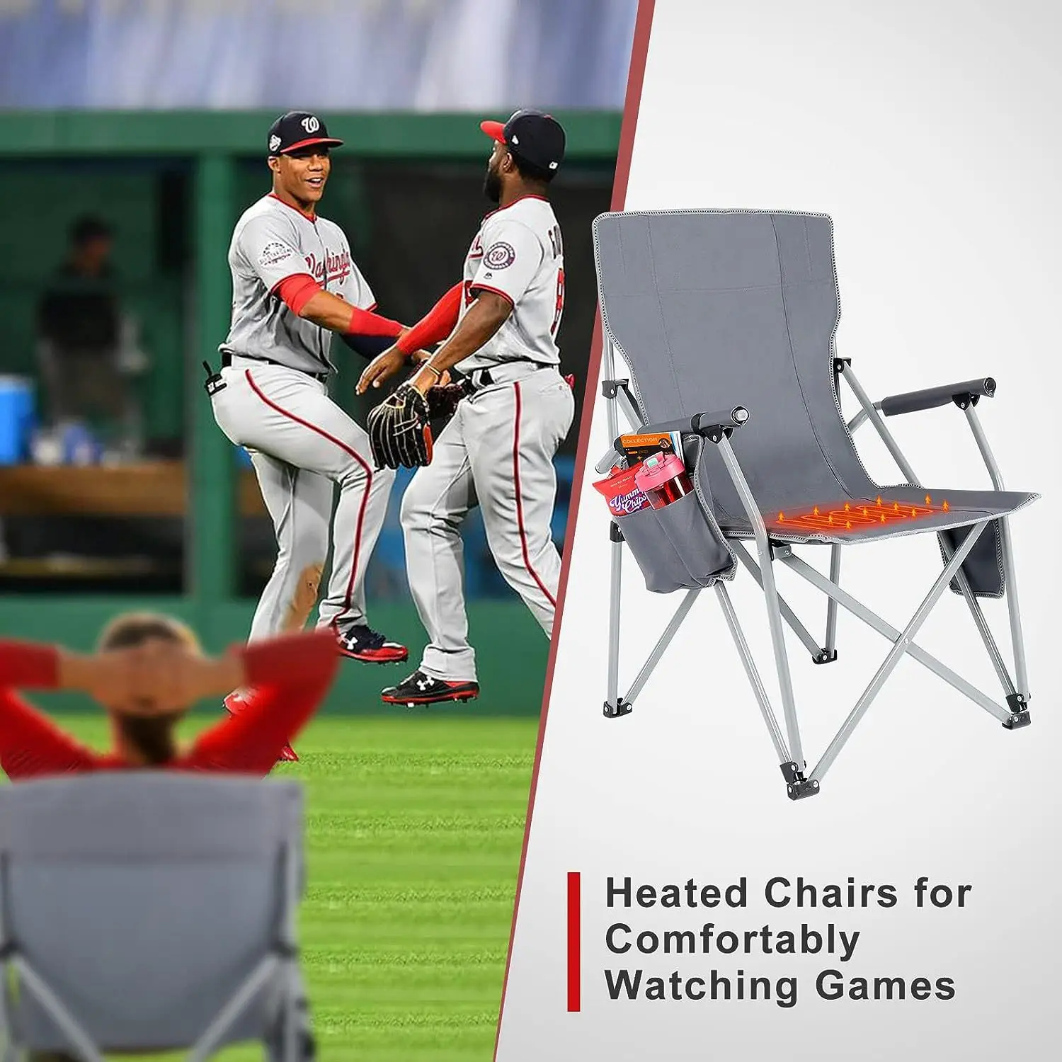 Heated Chairs Terrace Benches Stadium Stands Folding and Portable Winter Seat Cushions Heating Pad Chairs