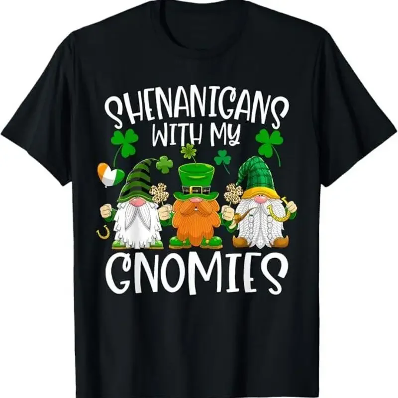 Shenanigans With My Gnomies Happy St Patricks Day Shamrock T-Shirt
