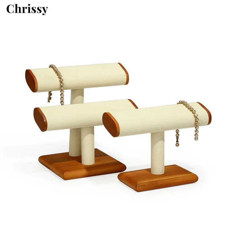 

Solid Wood T-Bar Watch Display Stand Jewelry Organizer Holder for Watch Bracelet Countertop Table Top Jewelry Tower