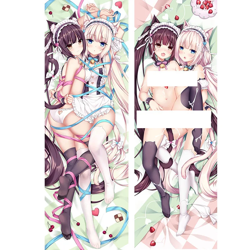 애니메이션 쇼콜라 바닐라 NEKOPARA 다키마쿠라 포옹 바디 베개 케이스, 오타쿠 전신 베개 커버, 홈 침구 선물, 드롭십