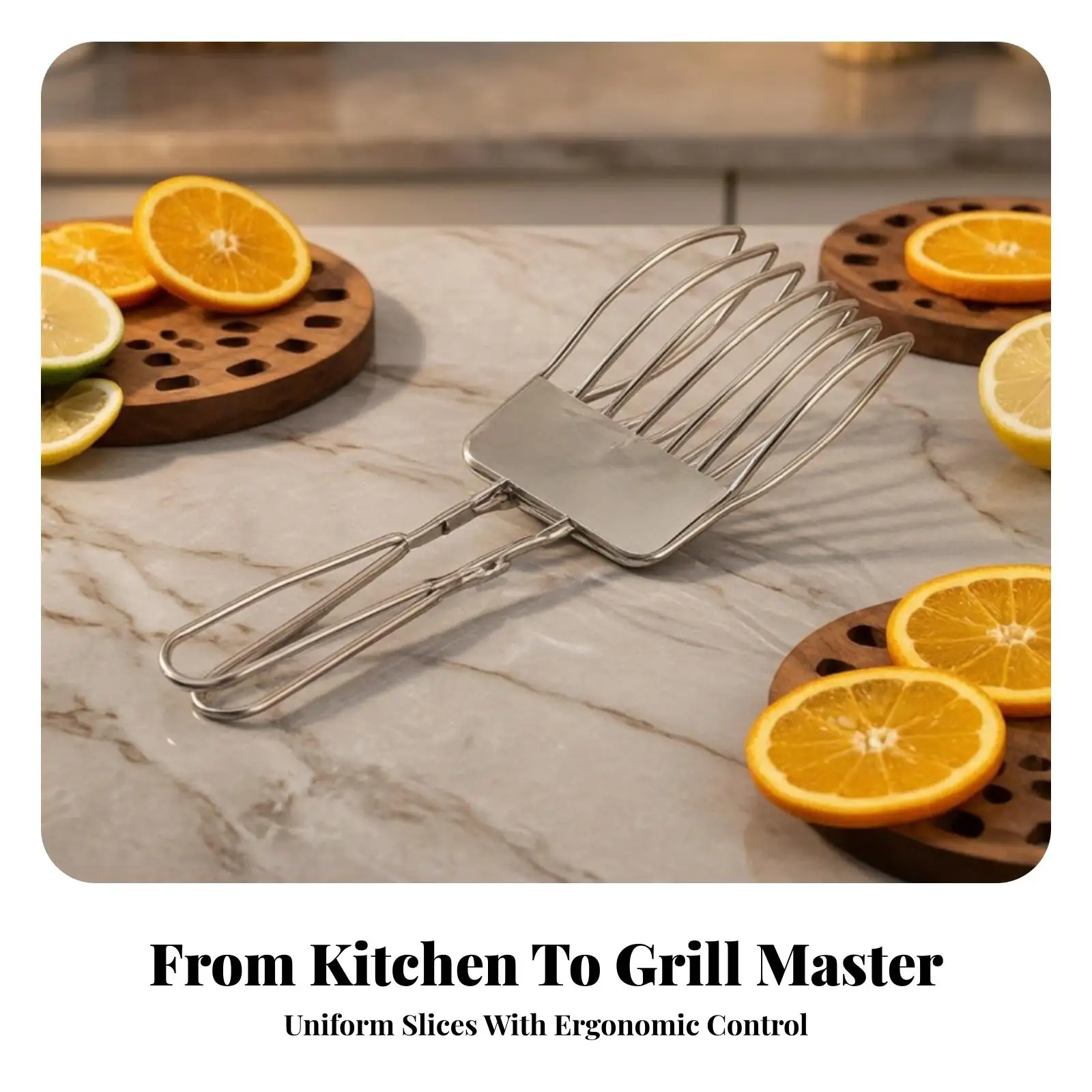 Precision Stainless Steel Slicer with Wire Frame Head for Firm Grip During Kitchen Knife Cutting Tasks
