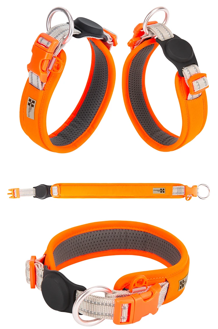 Personalized AirTag Dog Collar Adjustable Nylon Reflective Padded Pet Dog Collar for Small Medium Large Dog Accessories
