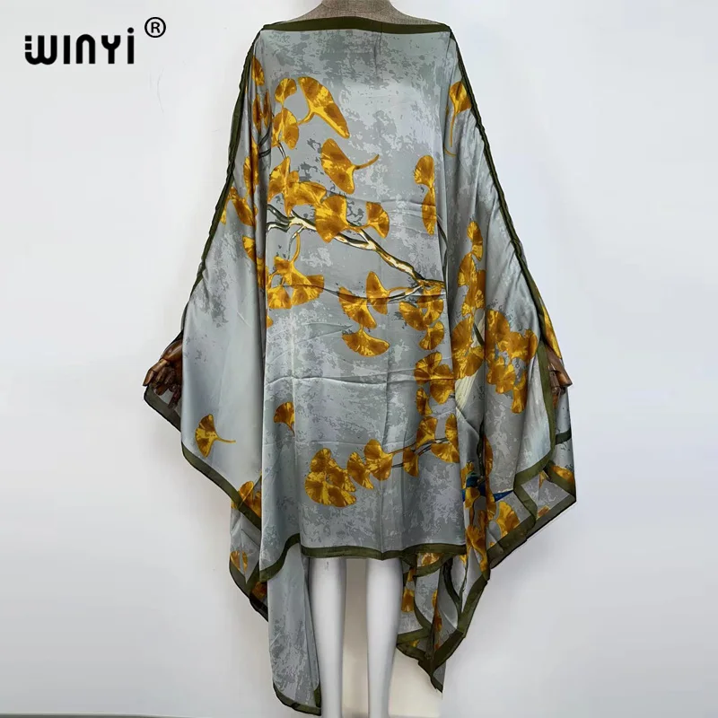 WINYI-Kaftan africain pour femmes, vêtements de plage surdimensionnés, boho, costume solide, robe de fête, vacances, vêtements de Noël