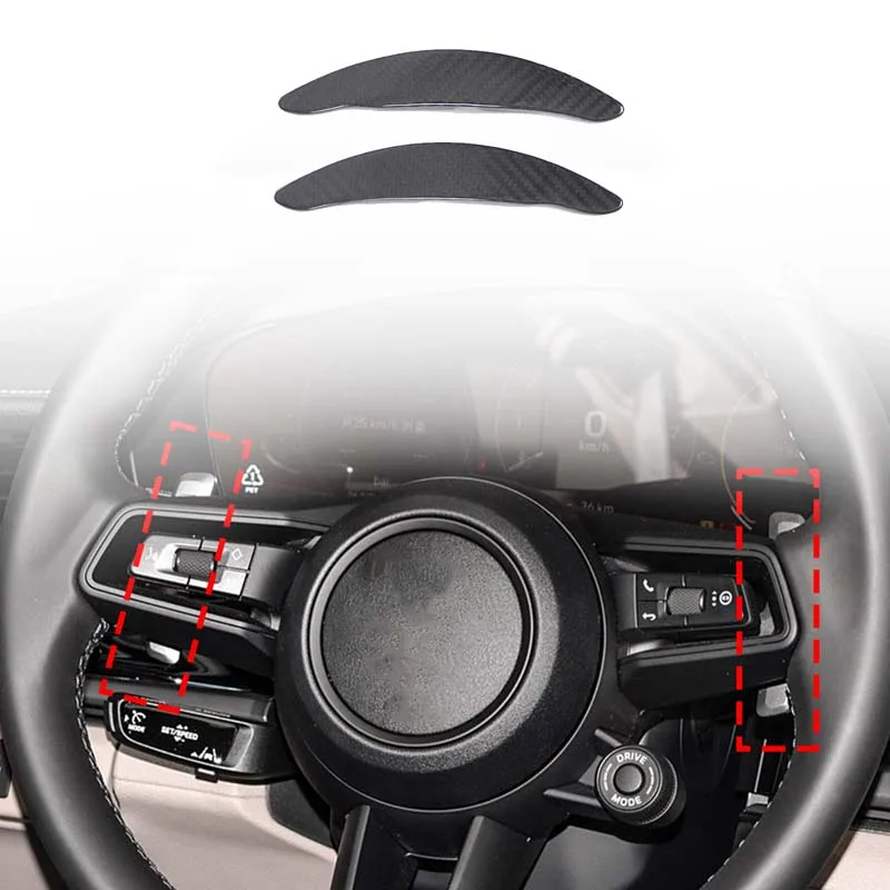 

2Pcs Real carbon fiber For Porsche Taycan Panamera macan 911 922 2021+ car steering wheel shift paddles sticker Car accessories