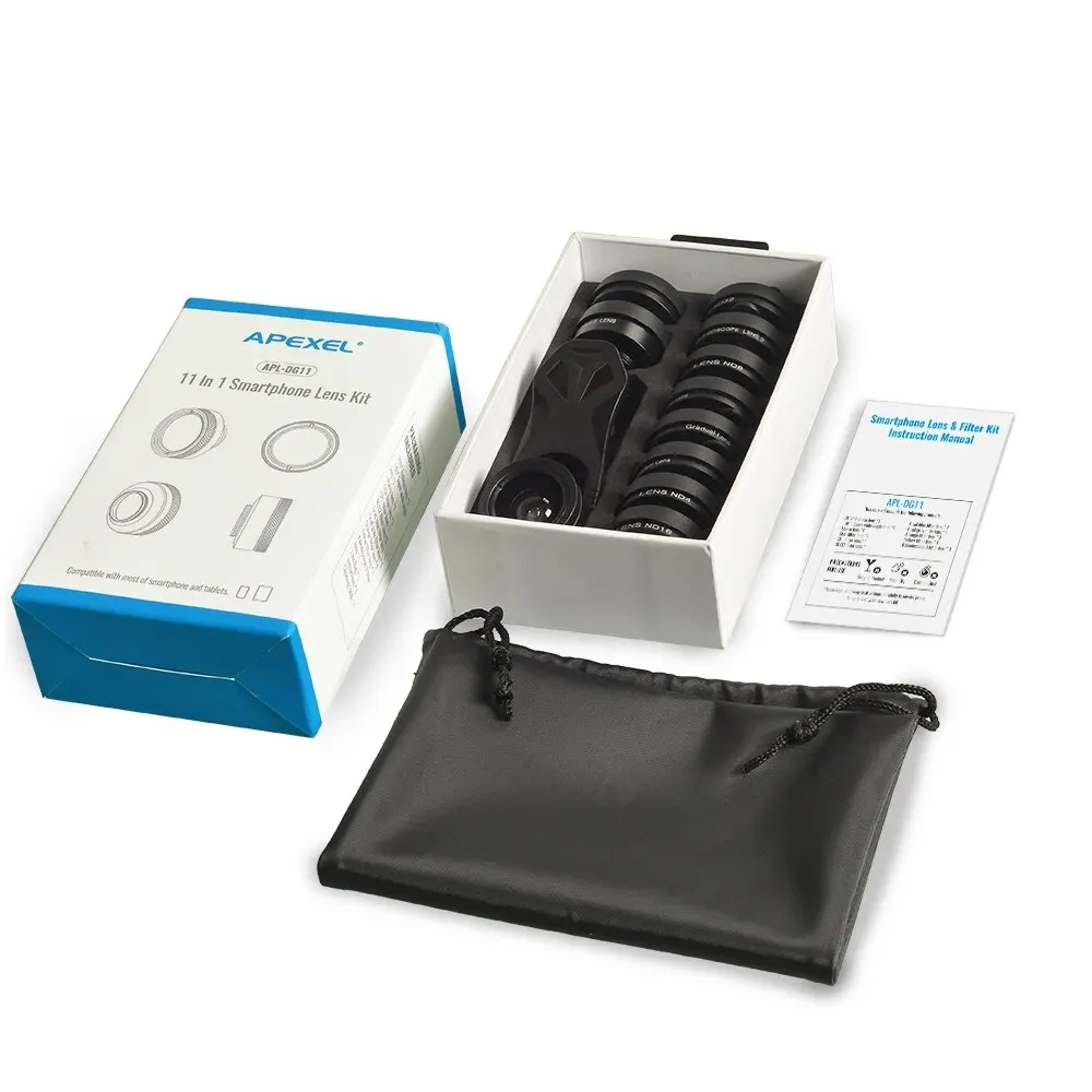 APEXEL 11 в 1, комплект объектива для камеры телефона, широкий объектив «рыбий глаз», полноцветный фильтр CPL ND, звездный фильтр для iPhone Xiaomi, все смартфоны