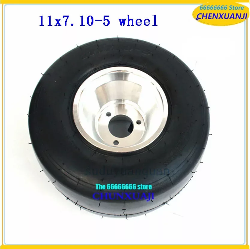 

11X7.10-5 tubeless tyre Vacuum Tire with aluminum rim for DIY Four Wheel GO KART KARTING ATV UTV Buggy Quad Rear wheel