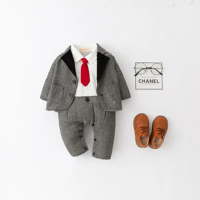 Baby Boy Red Necktie  2-piece Suit Set/Baby Boy Birthday Party Suit 3232