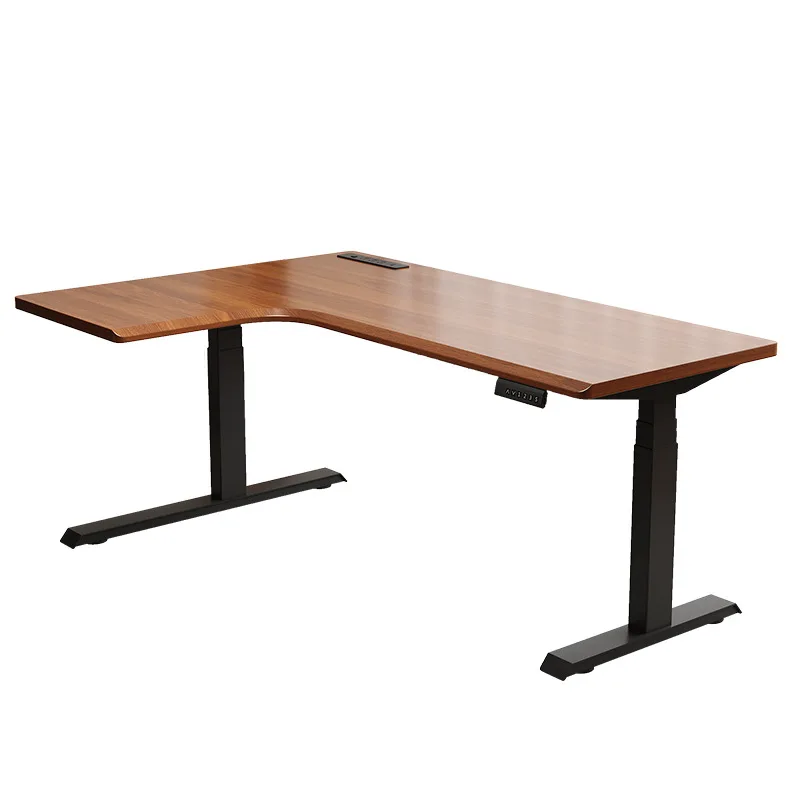 Corner L-shaped solid wood intelligent electric lifting table, home home desk game e-sports learning desk