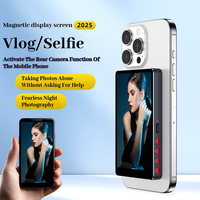 Selfie Aid Round Magnetic Wireless Cell Phone Selfie Mirror with Screen Projection Monitor for Live Streaming Photos and Videos